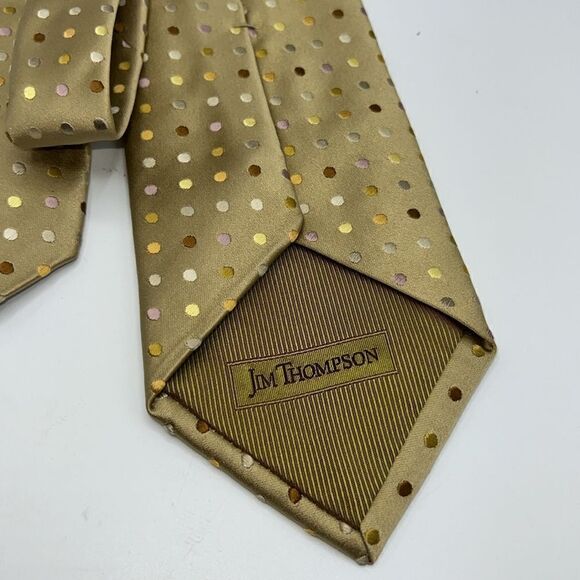 JIM THOMPSON Tan Polka Dot Silk Tie-NWT - Picture 4 of 6